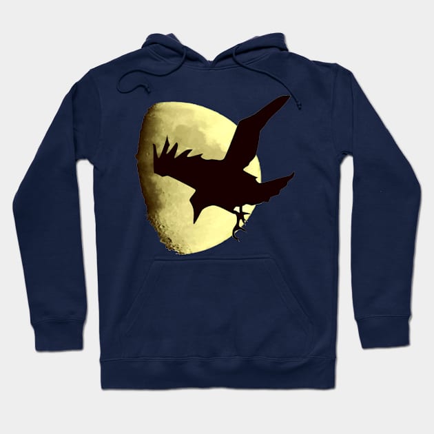 Nocturnal Crow Silhouetted Against A Harvest Moon Halloween Art Hoodie by taiche